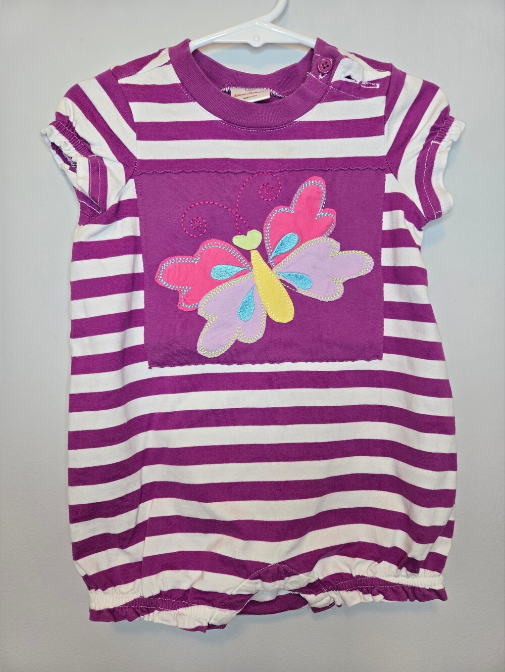 Hanna Andersson Baby Girl Butterfly Applique Bubble Romper 6-12m